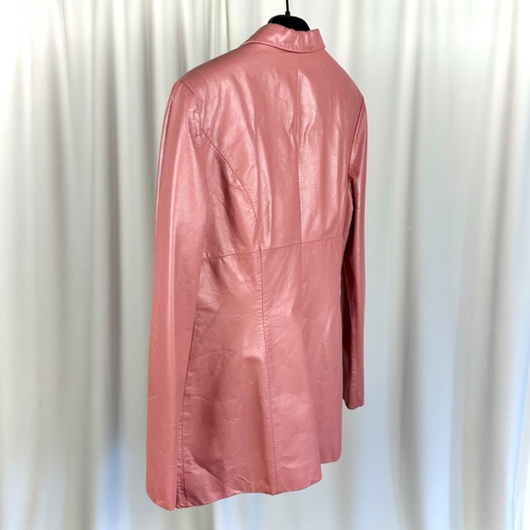 Vintage Danier Leather Metallic Bubblegum Pink Car Coat Jacket • Blazer Size S/M - Picture 9 of 10